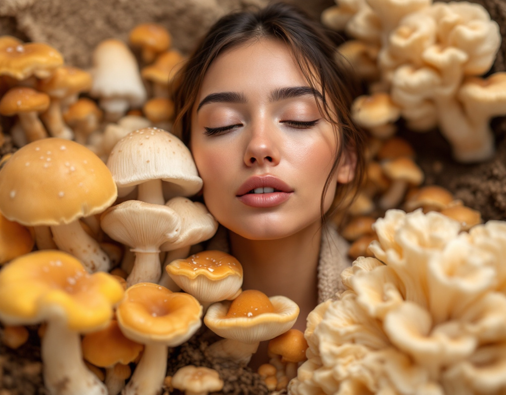 Personne énergisée après avoir consommé des champignons adaptogènes