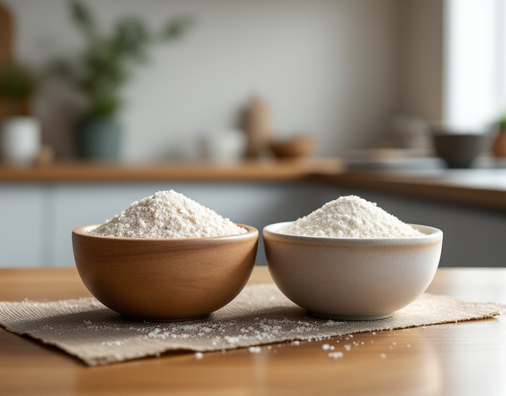 Poudre de psyllium et de konjac côte à côte