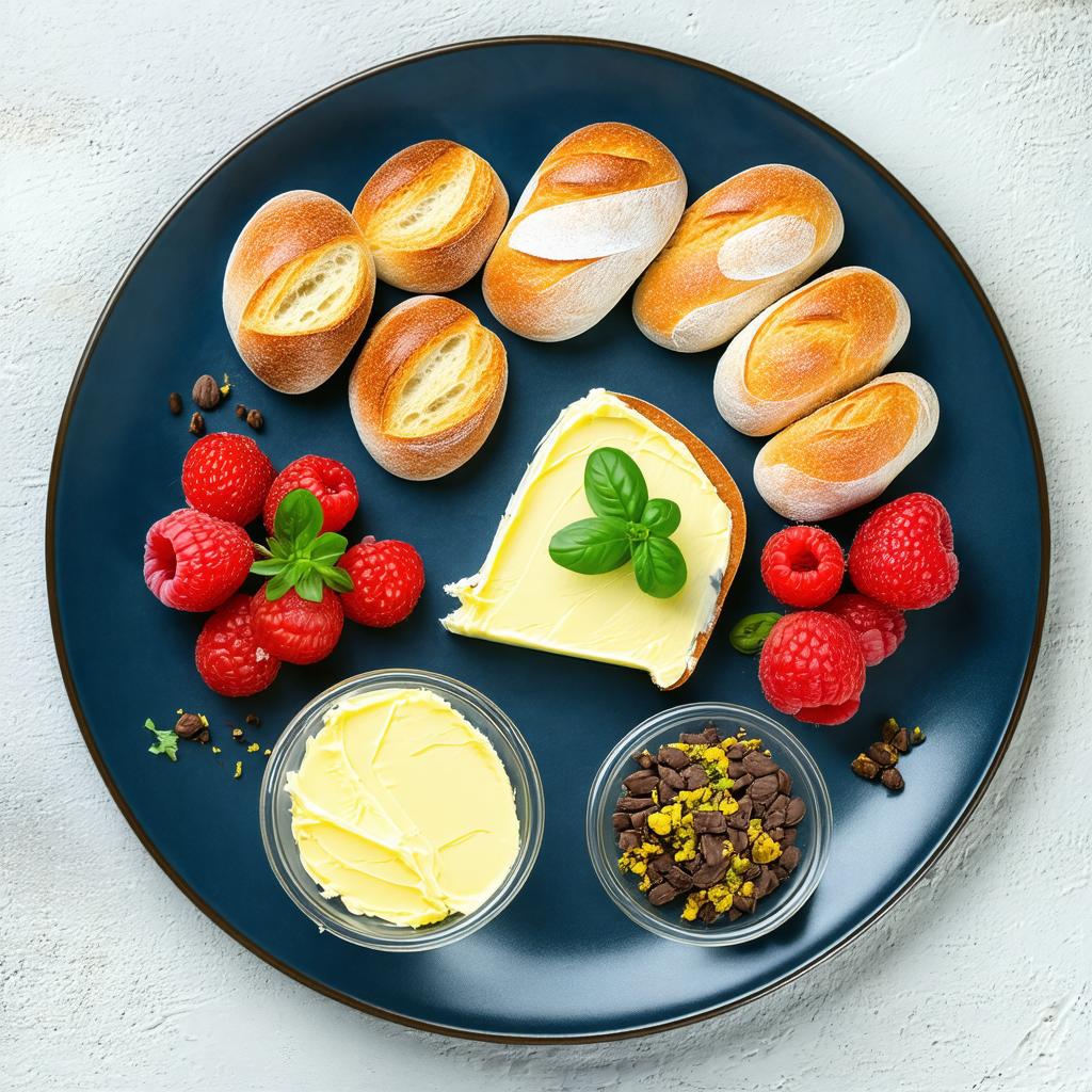 Assiette de petit déjeuner traditionnel avec pain de seigle et beurre de cacahuète