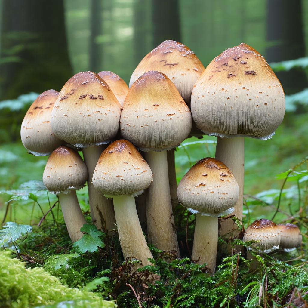Agaricus blazei frais dans son environnement de culture contrôlée