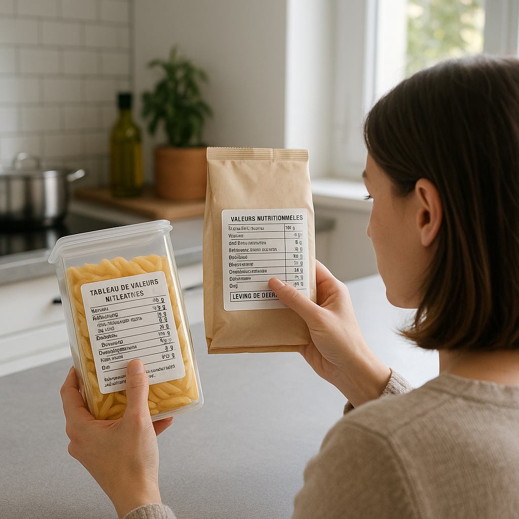 Personne lisant les étiquettes nutritionnelles pour éviter la levure de bière