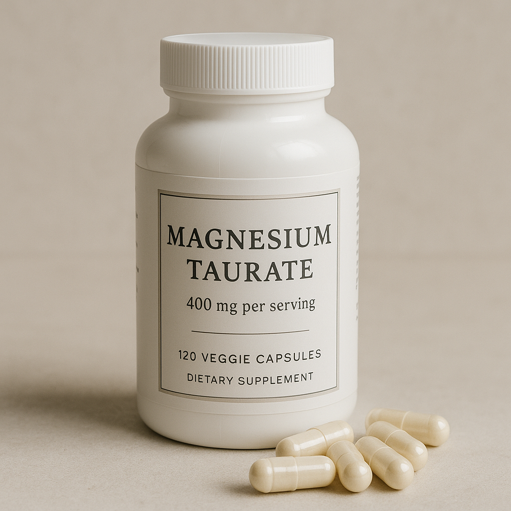 Flacon de capsules de magnésium taurate pour l’anxiété