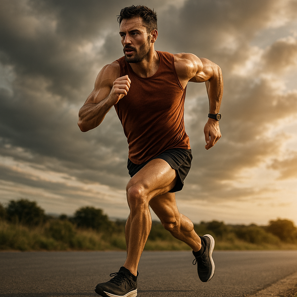 Langstreckenläufer im Wettkampf, der die Verbesserung der VO2 max durch Cordyceps illustriert