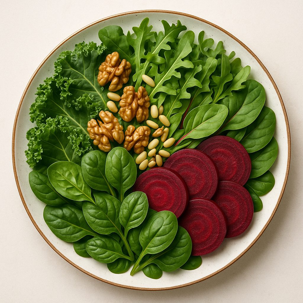 Assiette color&eacute;e riche en l&eacute;gumes verts pour soutenir la sant&eacute; du foie