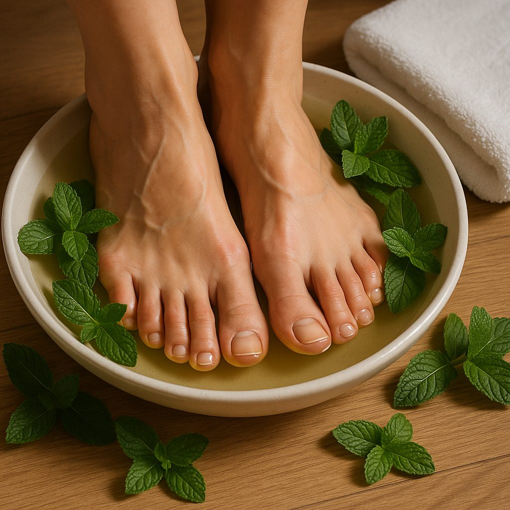 Bain de pieds avec vinaigre pour traiter la mycose